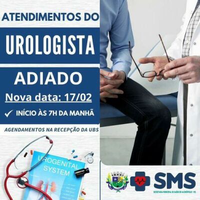 Imagem da notícia Atendimento com urologista é adiado e acontece em fevereiro em Alcinópolis